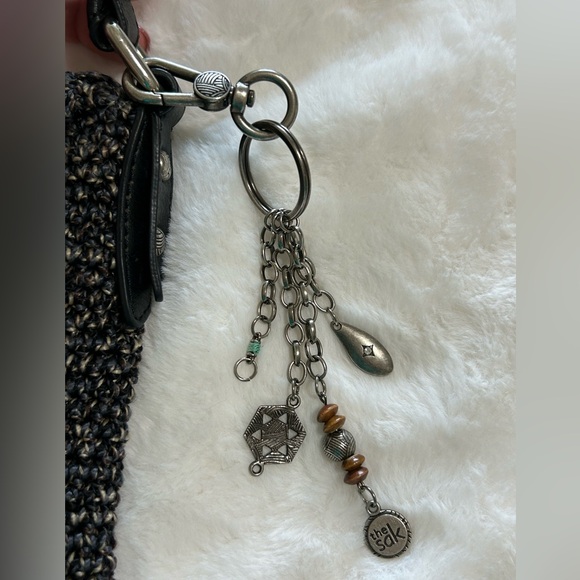 The Sak Black Knit Crochet Shoulder Bag With Charms Resort Purse - Picture 8 of 10
